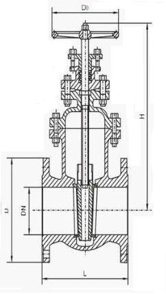 Z45T型暗桿楔式閘閥結(jié)構(gòu)圖